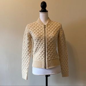 GAP Wool Blend XS Zip Up Sweater Cable Stitch